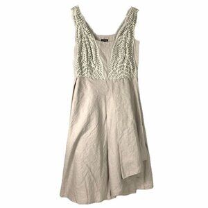 J Peterman Linen Blend Sleeveless Lace Detailed Dress